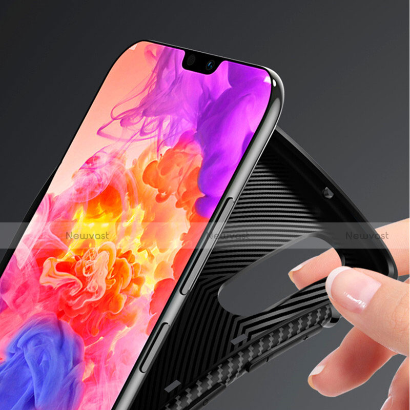 Silicone Matte Finish and Plastic Back Cover Case with Finger Ring Stand for Huawei P20 Pro