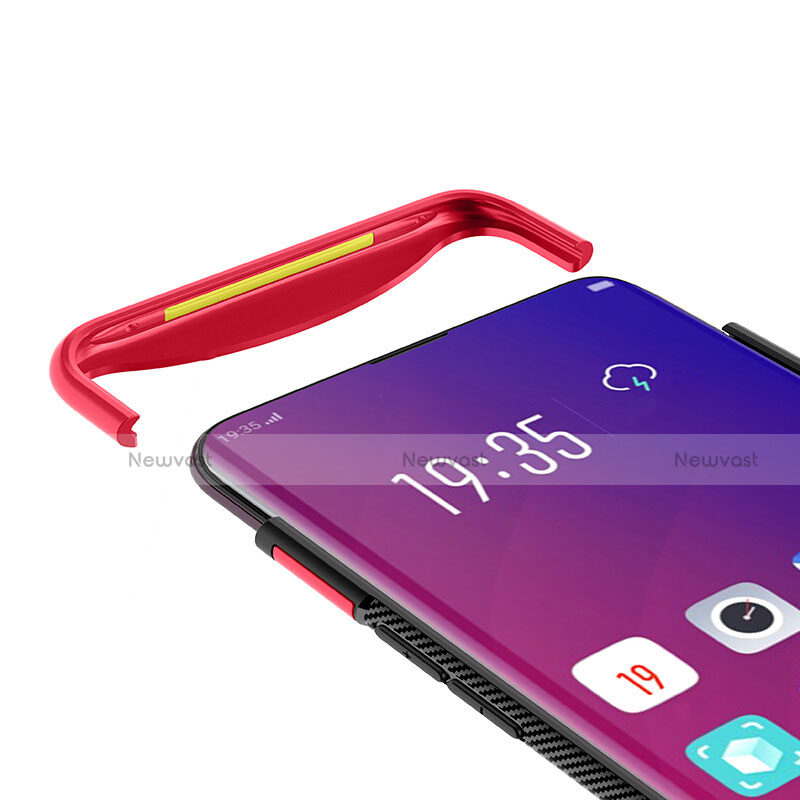 Silicone Matte Finish and Plastic Back Cover Case with Finger Ring Stand for Oppo Find X Super Flash Edition