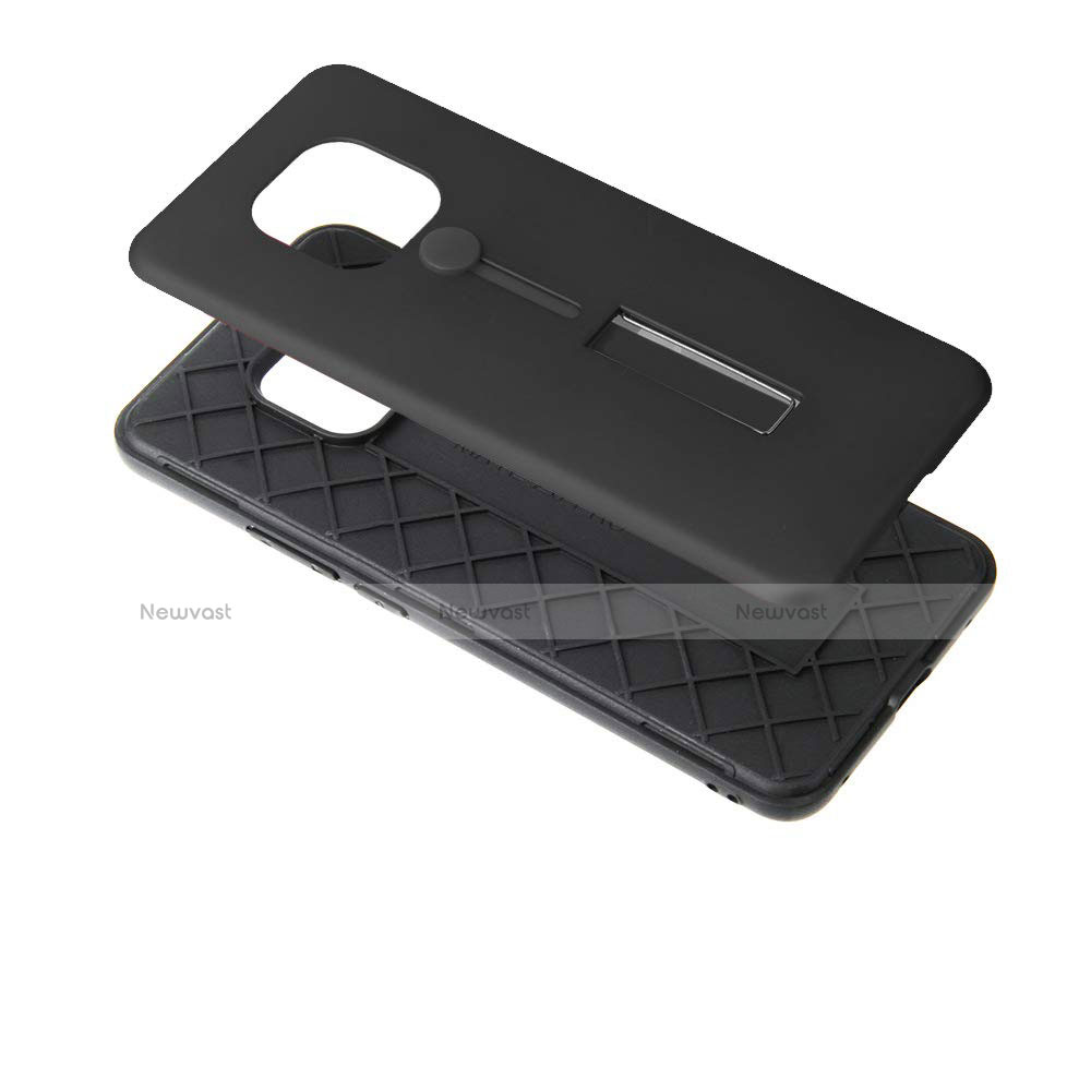 Silicone Matte Finish and Plastic Back Cover Case with Finger Ring Stand S04 for Huawei P30 Lite