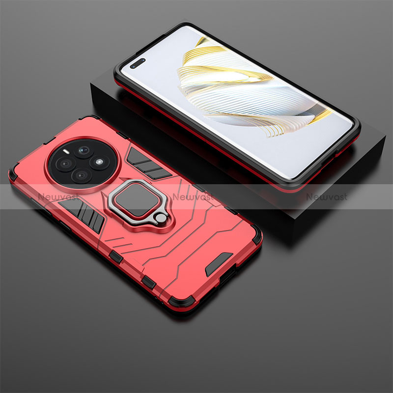 Silicone Matte Finish and Plastic Back Cover Case with Magnetic Finger Ring Stand for Huawei Mate 50E