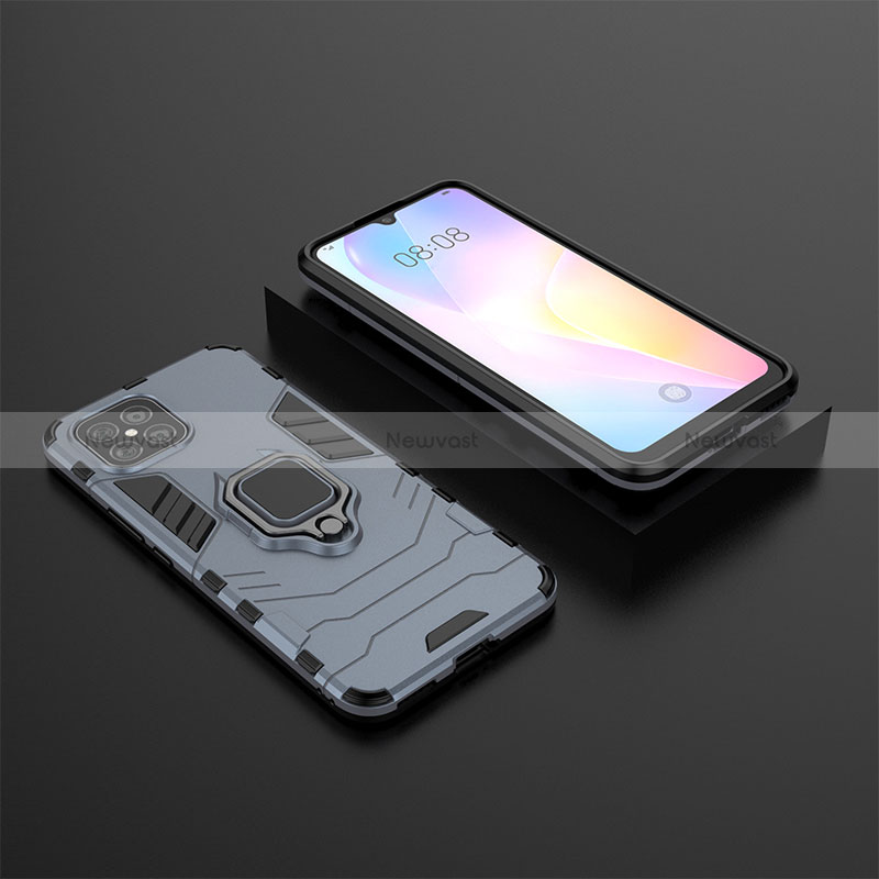 Silicone Matte Finish and Plastic Back Cover Case with Magnetic Finger Ring Stand for Huawei Nova 8 SE 4G