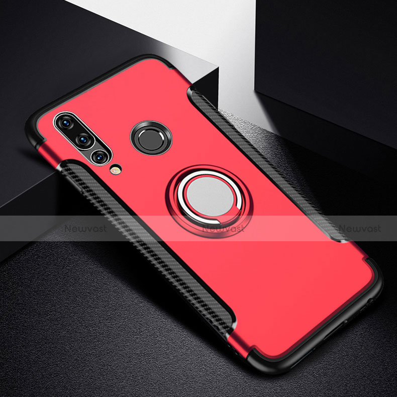 Silicone Matte Finish and Plastic Back Cover Case with Magnetic Finger Ring Stand for Huawei P30 Lite New Edition