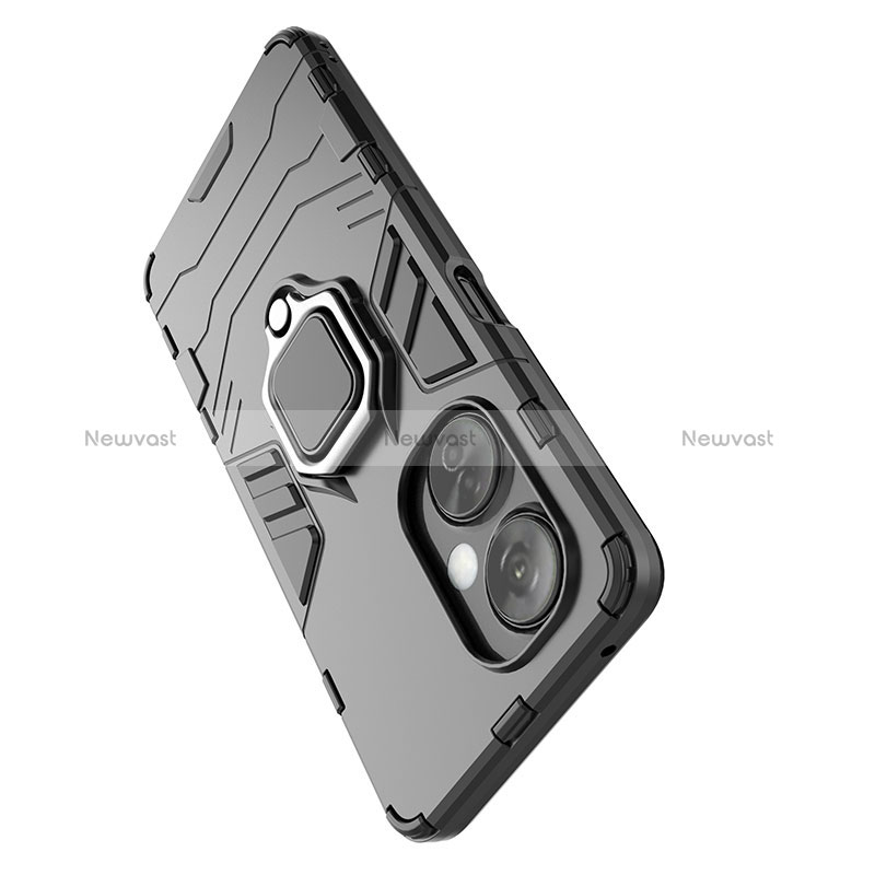 Silicone Matte Finish and Plastic Back Cover Case with Magnetic Finger Ring Stand for OnePlus Nord CE 3 Lite 5G