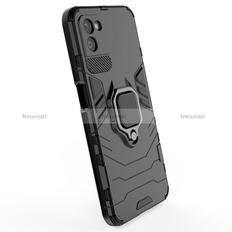 Silicone Matte Finish and Plastic Back Cover Case with Magnetic Finger Ring Stand for Realme V11 5G