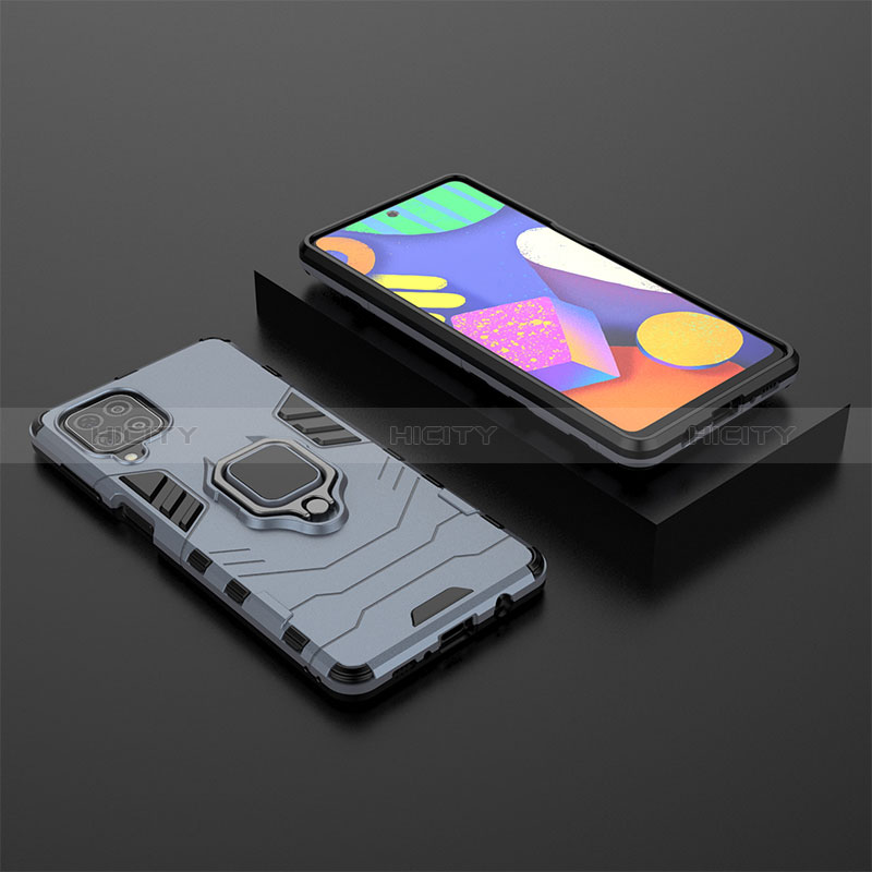 Silicone Matte Finish and Plastic Back Cover Case with Magnetic Finger Ring Stand for Samsung Galaxy F62 5G