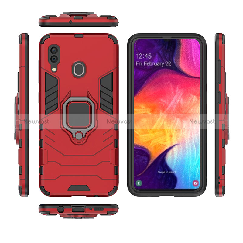 Silicone Matte Finish and Plastic Back Cover Case with Magnetic Finger Ring Stand for Samsung Galaxy M10S