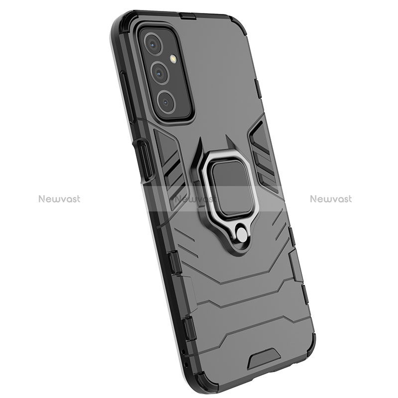 Silicone Matte Finish and Plastic Back Cover Case with Magnetic Finger Ring Stand for Samsung Galaxy M23 5G