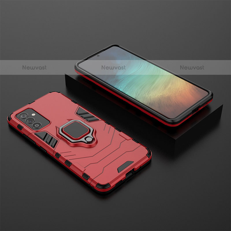 Silicone Matte Finish and Plastic Back Cover Case with Magnetic Finger Ring Stand for Samsung Galaxy Quantum2 5G