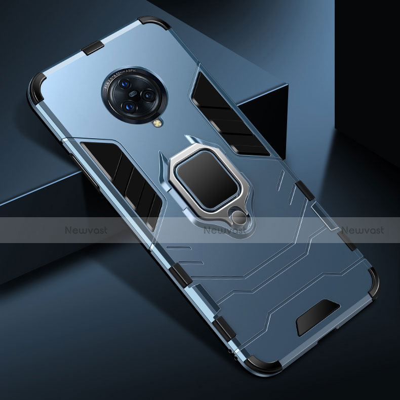 Silicone Matte Finish and Plastic Back Cover Case with Magnetic Finger Ring Stand for Vivo Nex 3