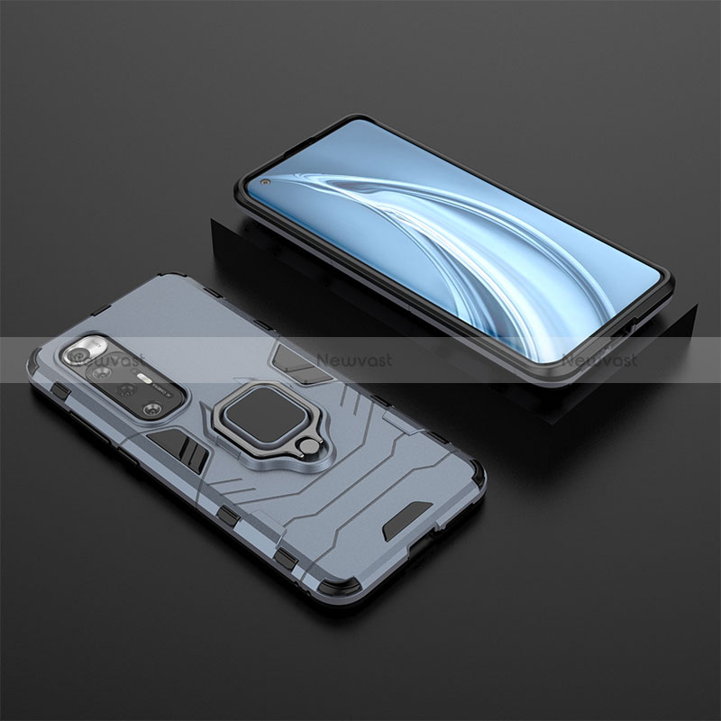 Silicone Matte Finish and Plastic Back Cover Case with Magnetic Finger Ring Stand for Xiaomi Mi 10S 5G