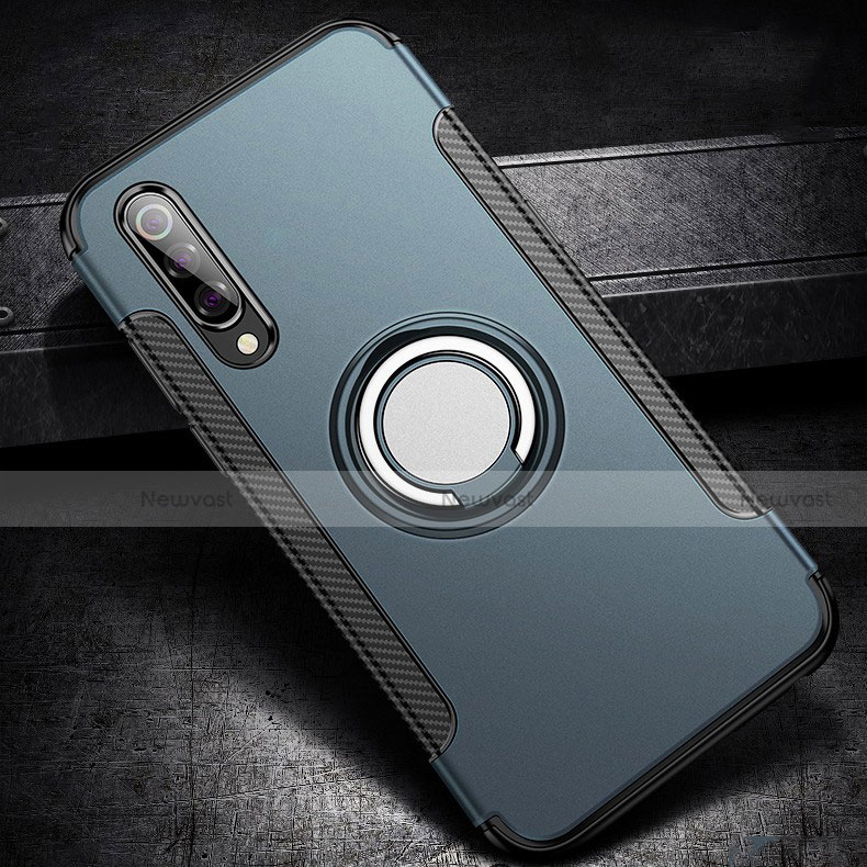 Silicone Matte Finish and Plastic Back Cover Case with Magnetic Finger Ring Stand for Xiaomi Mi 9