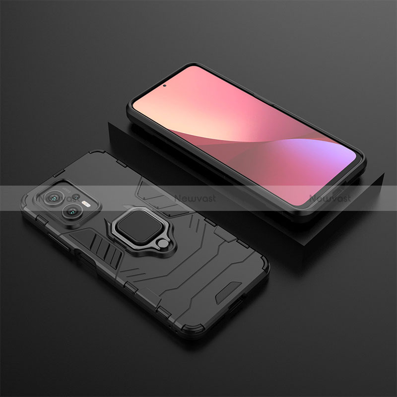 Silicone Matte Finish and Plastic Back Cover Case with Magnetic Finger Ring Stand for Xiaomi Poco X4 GT 5G