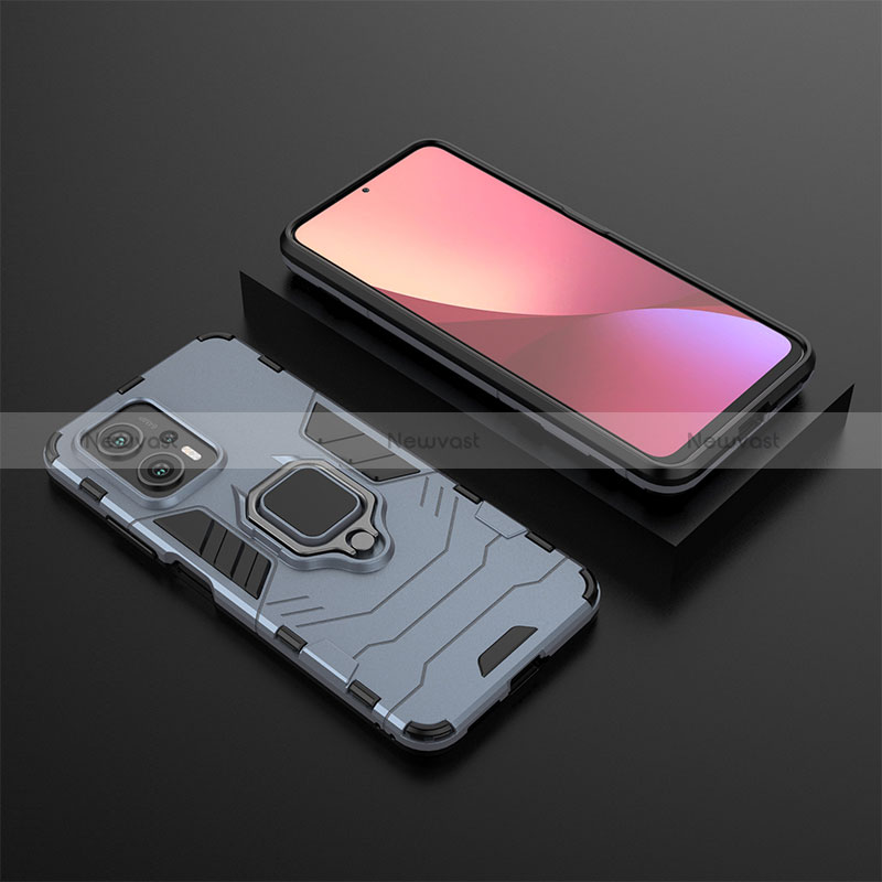 Silicone Matte Finish and Plastic Back Cover Case with Magnetic Finger Ring Stand for Xiaomi Poco X4 GT 5G