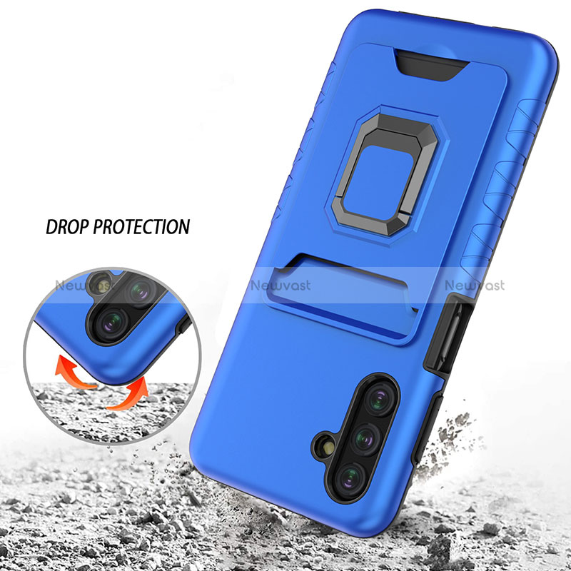 Silicone Matte Finish and Plastic Back Cover Case with Magnetic Finger Ring Stand J01S for Samsung Galaxy A04s