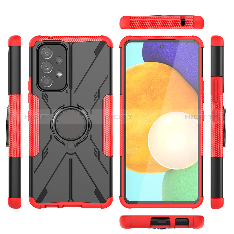 Silicone Matte Finish and Plastic Back Cover Case with Magnetic Finger Ring Stand J01X for Samsung Galaxy A53 5G