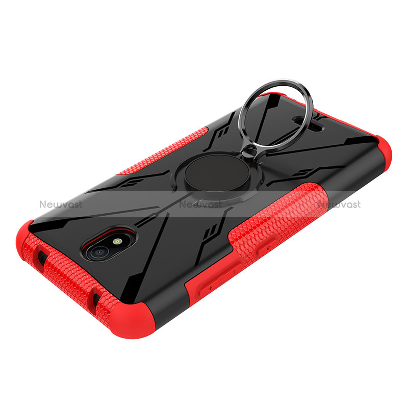 Silicone Matte Finish and Plastic Back Cover Case with Magnetic Finger Ring Stand JX1 for Nokia C100