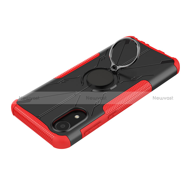 Silicone Matte Finish and Plastic Back Cover Case with Magnetic Finger Ring Stand JX1 for Samsung Galaxy A03 Core