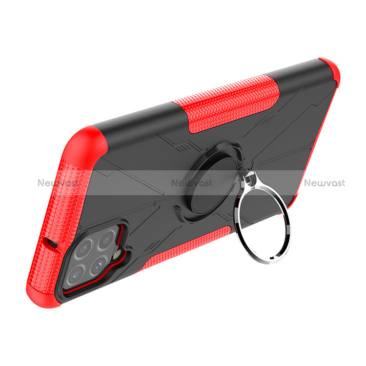 Silicone Matte Finish and Plastic Back Cover Case with Magnetic Finger Ring Stand JX1 for Samsung Galaxy A22 4G