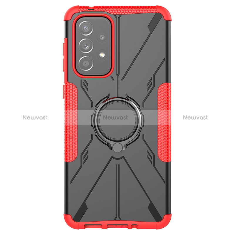 Silicone Matte Finish and Plastic Back Cover Case with Magnetic Finger Ring Stand JX1 for Samsung Galaxy A33 5G