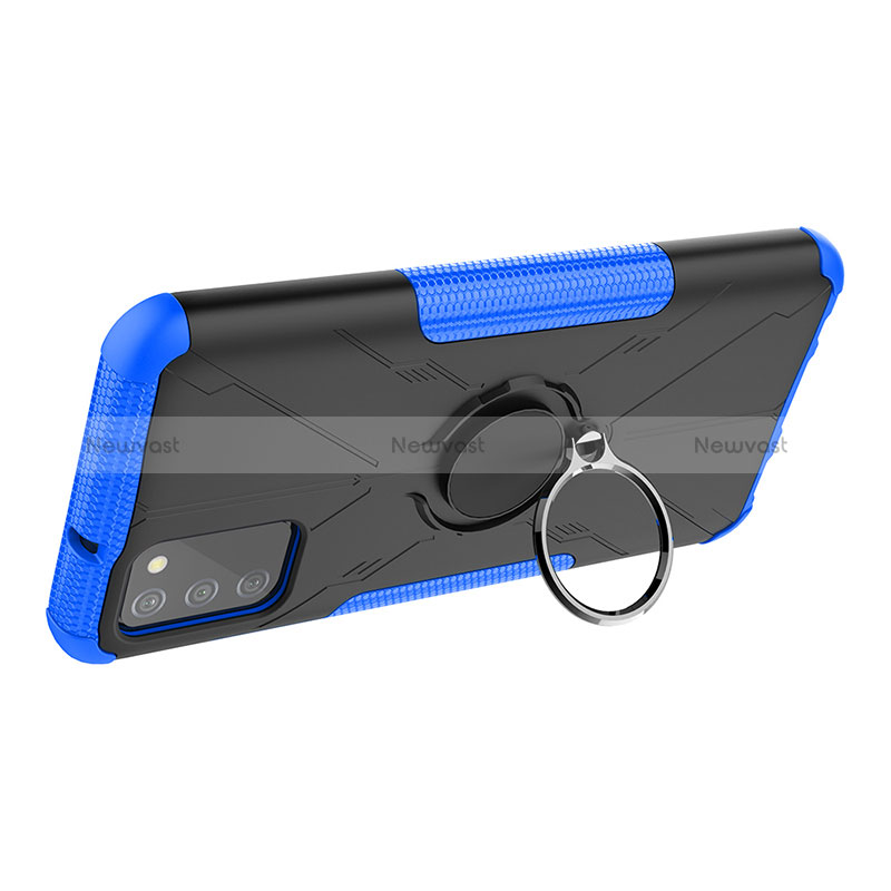 Silicone Matte Finish and Plastic Back Cover Case with Magnetic Finger Ring Stand JX1 for Samsung Galaxy M02s