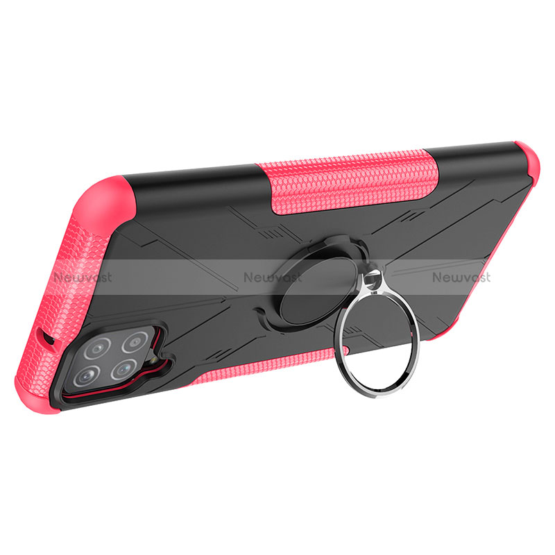 Silicone Matte Finish and Plastic Back Cover Case with Magnetic Finger Ring Stand JX1 for Samsung Galaxy M12