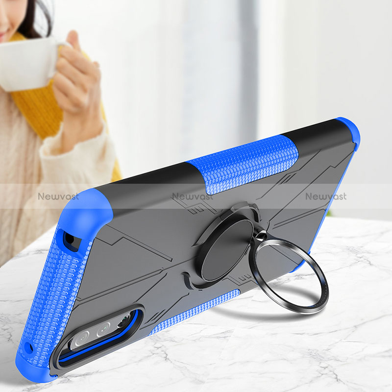 Silicone Matte Finish and Plastic Back Cover Case with Magnetic Finger Ring Stand JX1 for Sony Xperia 10 III