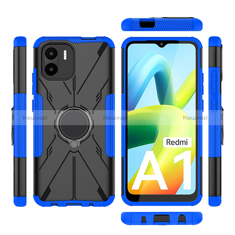 Silicone Matte Finish and Plastic Back Cover Case with Magnetic Finger Ring Stand JX1 for Xiaomi Poco C50