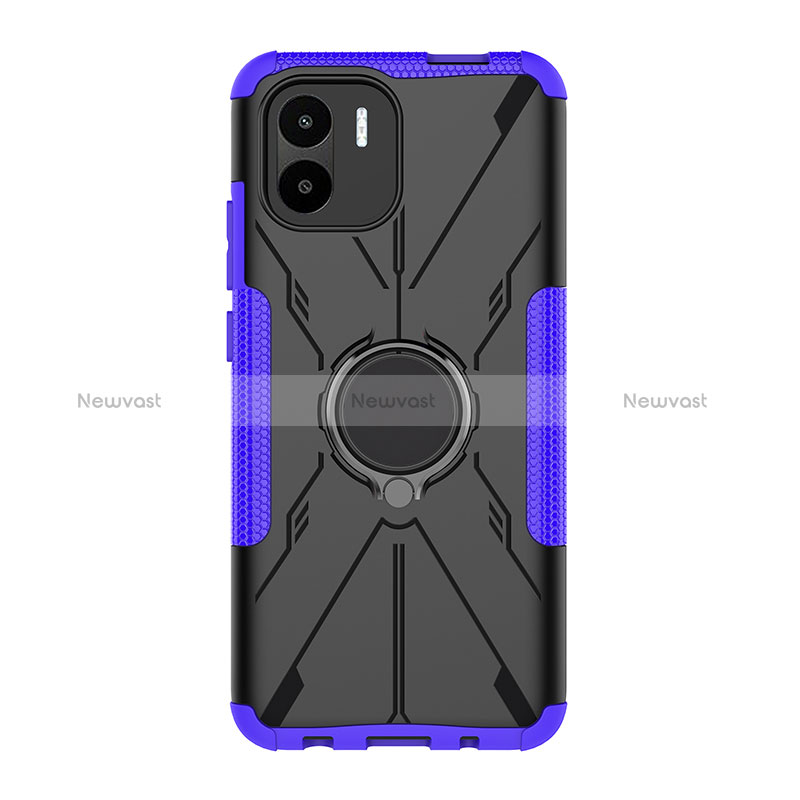 Silicone Matte Finish and Plastic Back Cover Case with Magnetic Finger Ring Stand JX1 for Xiaomi Redmi A2