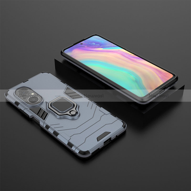 Silicone Matte Finish and Plastic Back Cover Case with Magnetic Finger Ring Stand KC1 for Huawei Honor 50 SE 5G