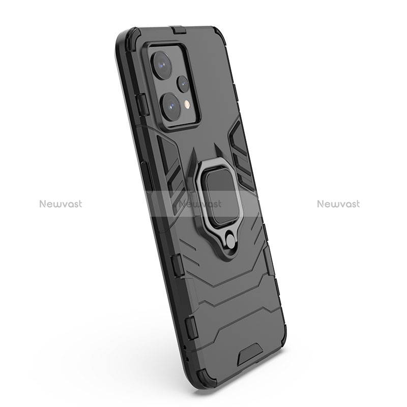 Silicone Matte Finish and Plastic Back Cover Case with Magnetic Finger Ring Stand KC1 for Realme Narzo 50 Pro 5G