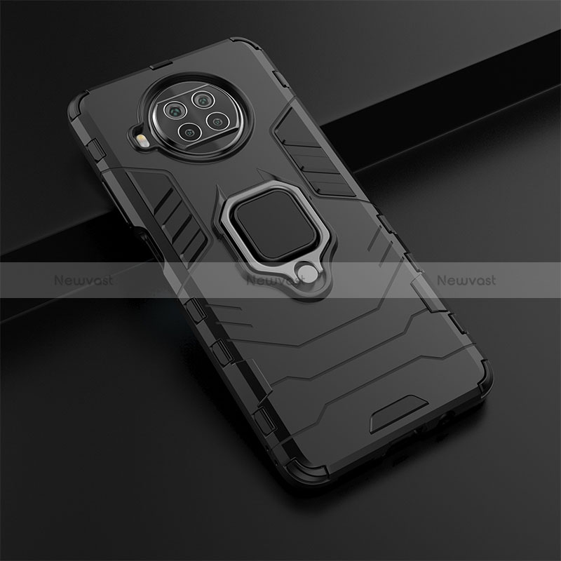 Silicone Matte Finish and Plastic Back Cover Case with Magnetic Finger Ring Stand KC1 for Xiaomi Mi 10i 5G