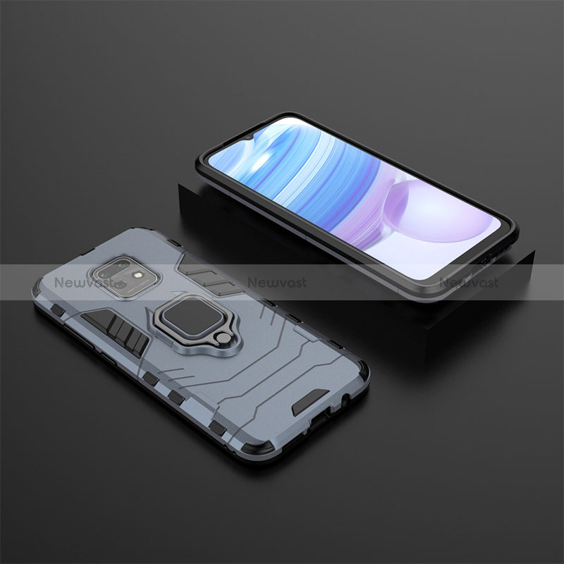 Silicone Matte Finish and Plastic Back Cover Case with Magnetic Finger Ring Stand KC1 for Xiaomi Redmi 10X Pro 5G