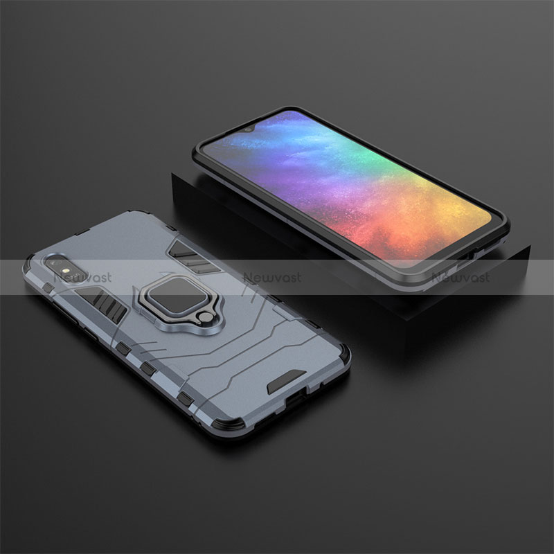 Silicone Matte Finish and Plastic Back Cover Case with Magnetic Finger Ring Stand KC1 for Xiaomi Redmi 9A