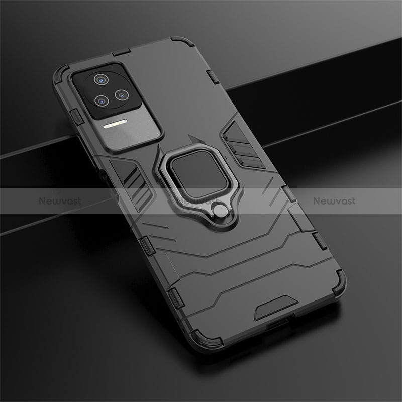 Silicone Matte Finish and Plastic Back Cover Case with Magnetic Finger Ring Stand KC1 for Xiaomi Redmi K50 5G