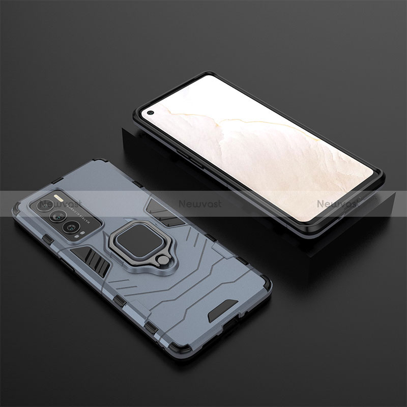 Silicone Matte Finish and Plastic Back Cover Case with Magnetic Finger Ring Stand KC2 for Realme GT Master Explorer 5G