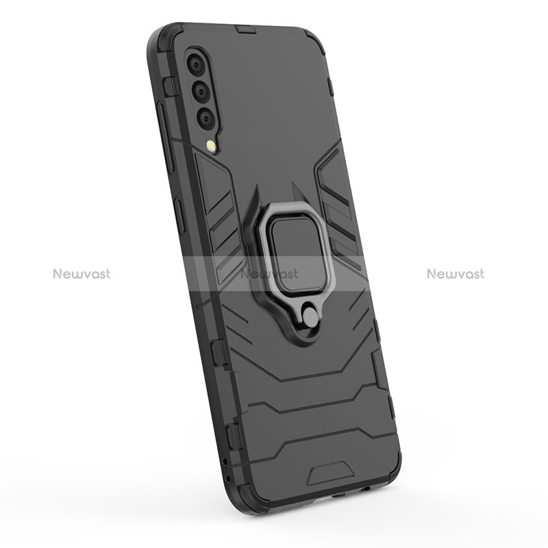 Silicone Matte Finish and Plastic Back Cover Case with Magnetic Finger Ring Stand KC2 for Samsung Galaxy A30S