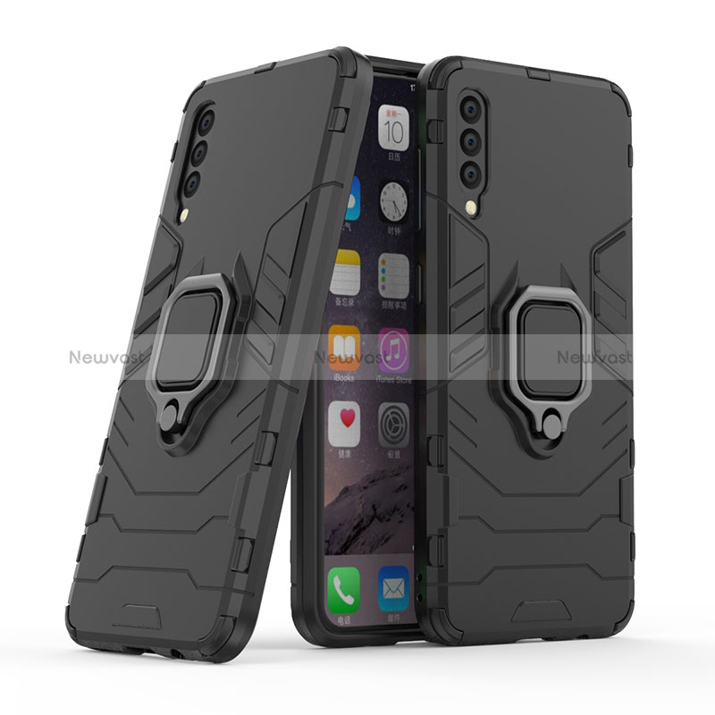 Silicone Matte Finish and Plastic Back Cover Case with Magnetic Finger Ring Stand KC2 for Samsung Galaxy A50