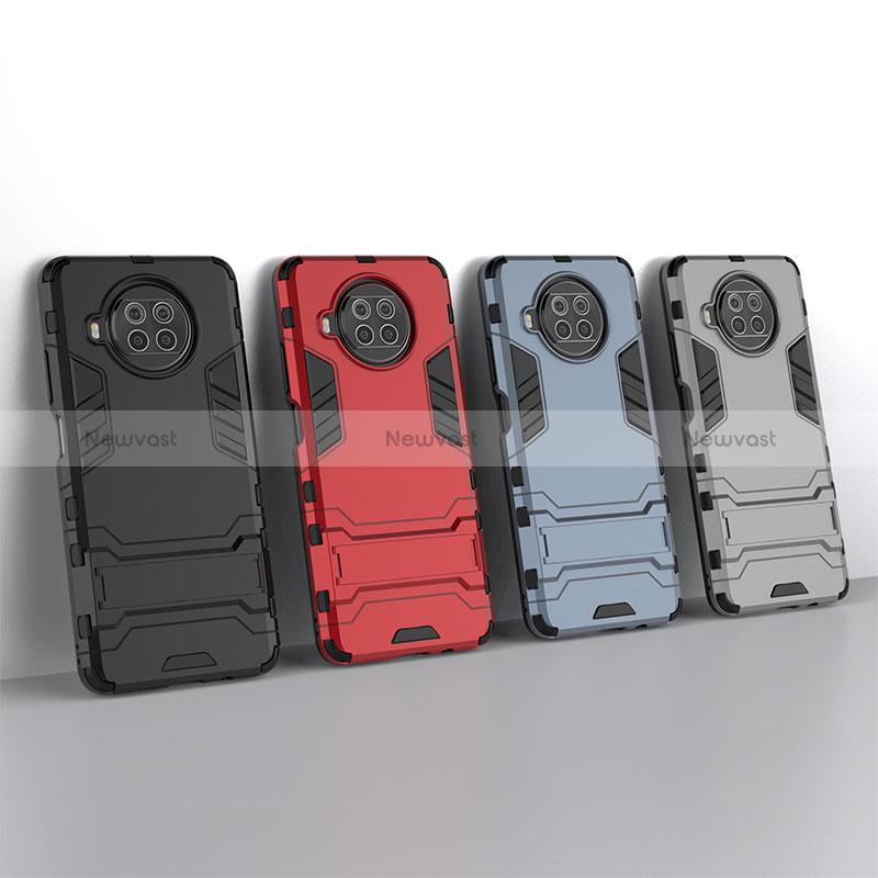 Silicone Matte Finish and Plastic Back Cover Case with Magnetic Finger Ring Stand KC2 for Xiaomi Mi 10i 5G