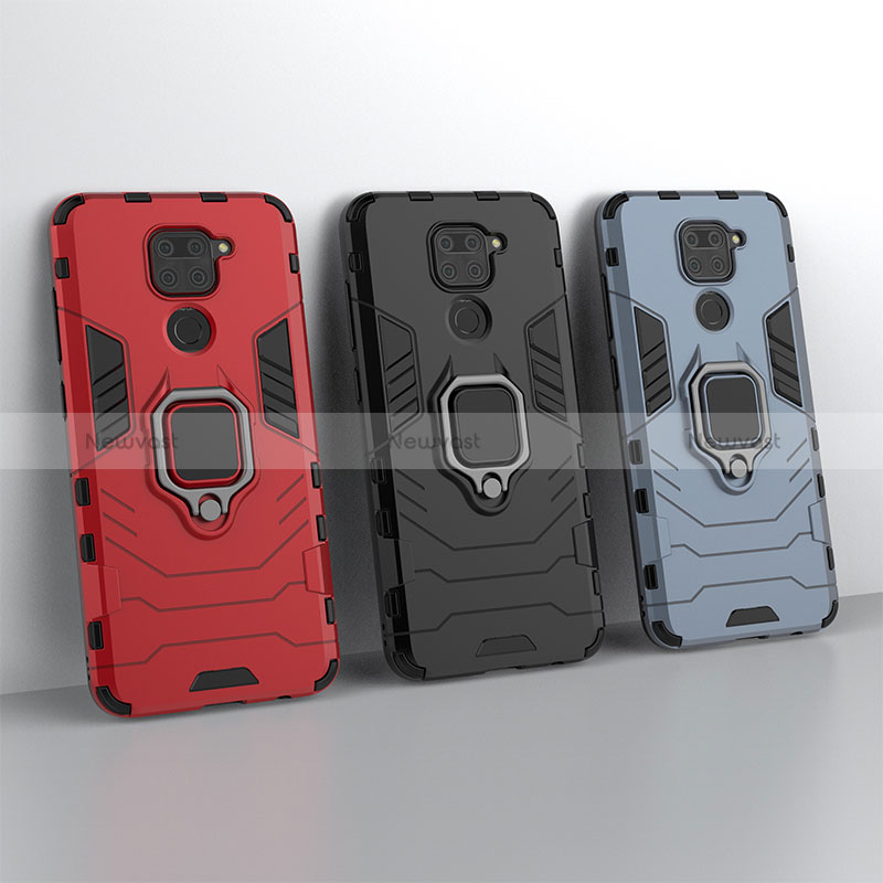 Silicone Matte Finish and Plastic Back Cover Case with Magnetic Finger Ring Stand KC2 for Xiaomi Redmi 10X 4G