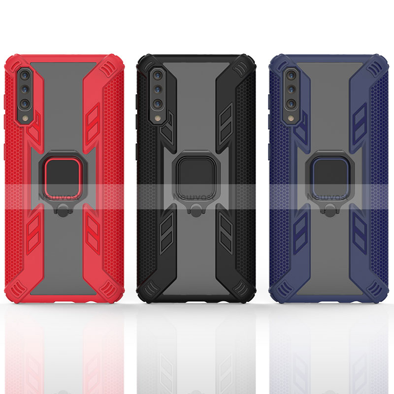 Silicone Matte Finish and Plastic Back Cover Case with Magnetic Finger Ring Stand KC3 for Samsung Galaxy A30S
