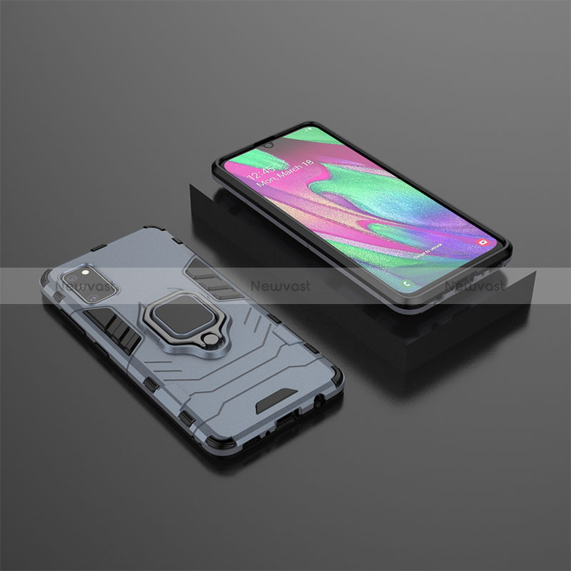 Silicone Matte Finish and Plastic Back Cover Case with Magnetic Finger Ring Stand KC3 for Samsung Galaxy A41