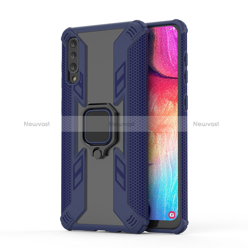 Silicone Matte Finish and Plastic Back Cover Case with Magnetic Finger Ring Stand KC3 for Samsung Galaxy A50S