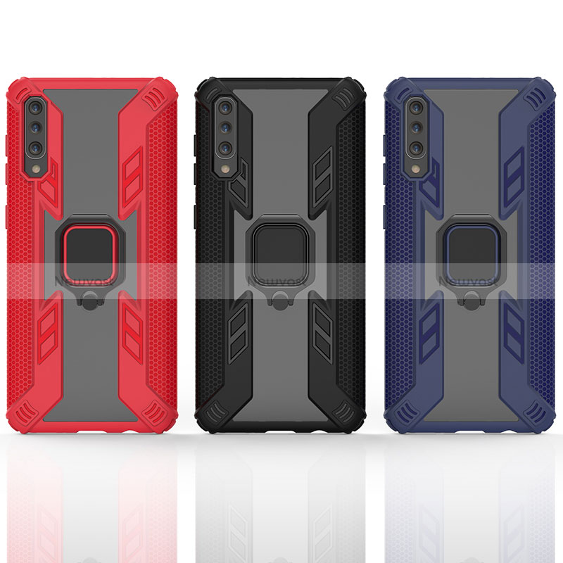 Silicone Matte Finish and Plastic Back Cover Case with Magnetic Finger Ring Stand KC3 for Samsung Galaxy A50S