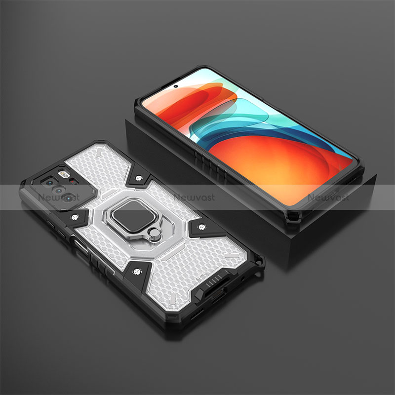 Silicone Matte Finish and Plastic Back Cover Case with Magnetic Finger Ring Stand KC3 for Xiaomi Poco X3 GT 5G