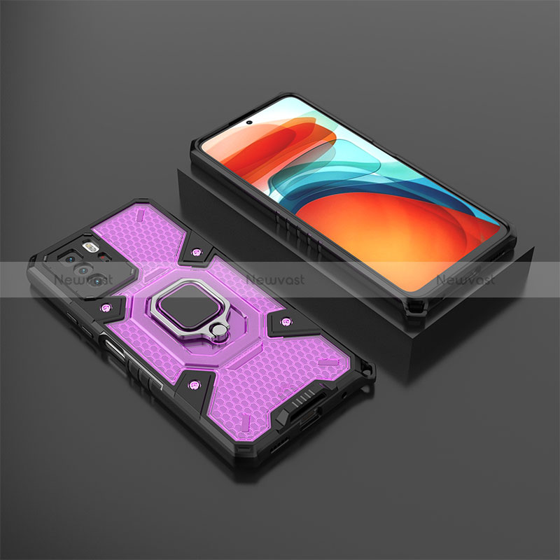 Silicone Matte Finish and Plastic Back Cover Case with Magnetic Finger Ring Stand KC3 for Xiaomi Poco X3 GT 5G