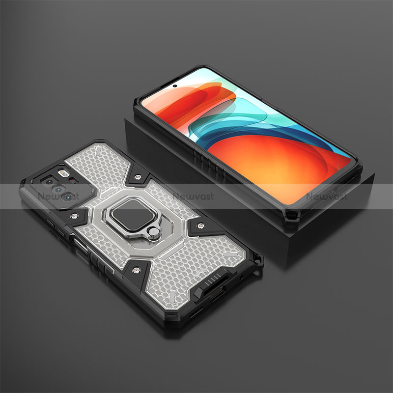 Silicone Matte Finish and Plastic Back Cover Case with Magnetic Finger Ring Stand KC3 for Xiaomi Poco X3 GT 5G