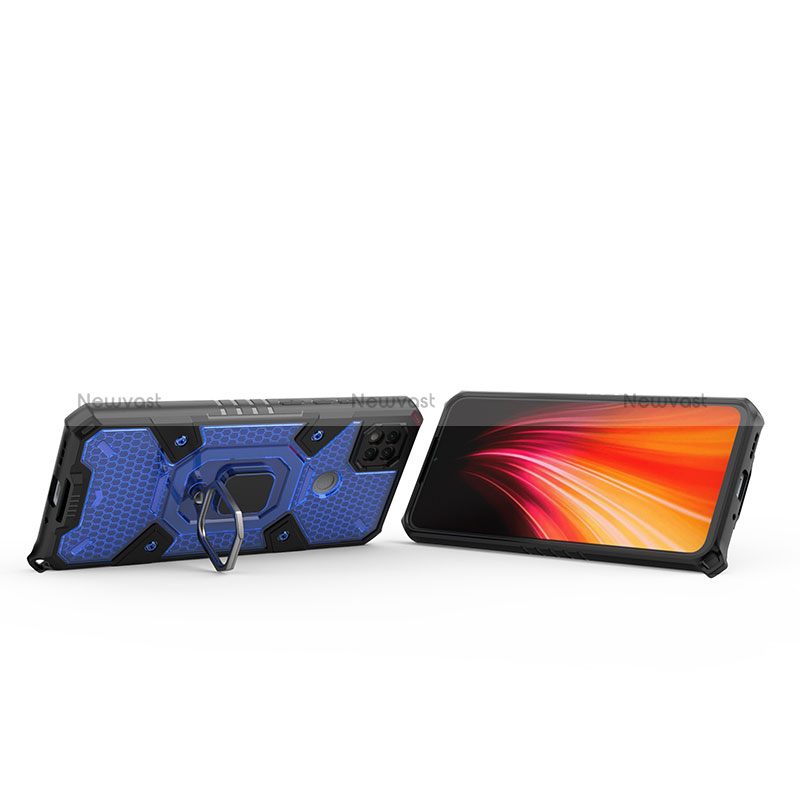 Silicone Matte Finish and Plastic Back Cover Case with Magnetic Finger Ring Stand KC3 for Xiaomi Redmi 9 Activ