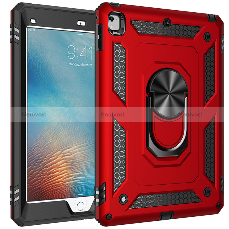 Silicone Matte Finish and Plastic Back Cover Case with Magnetic Finger Ring Stand MQ1 for Apple iPad Air