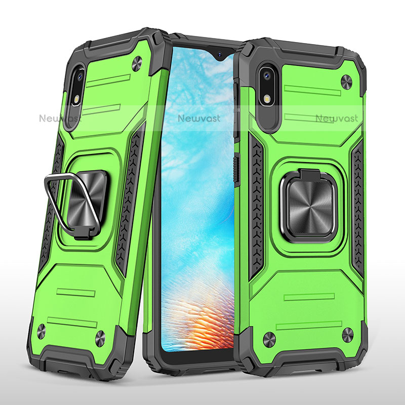 Silicone Matte Finish and Plastic Back Cover Case with Magnetic Finger Ring Stand MQ1 for Samsung Galaxy A10e