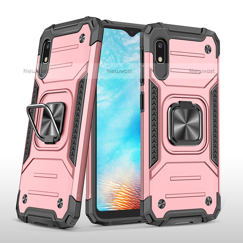 Silicone Matte Finish and Plastic Back Cover Case with Magnetic Finger Ring Stand MQ1 for Samsung Galaxy A10e